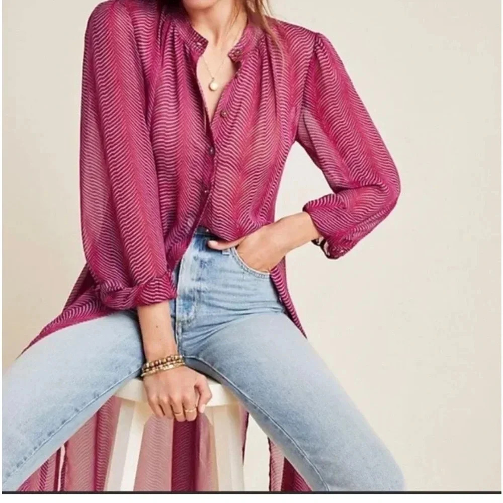 Maeve by Anthropologie Imogen Sheer Tunic size 4
